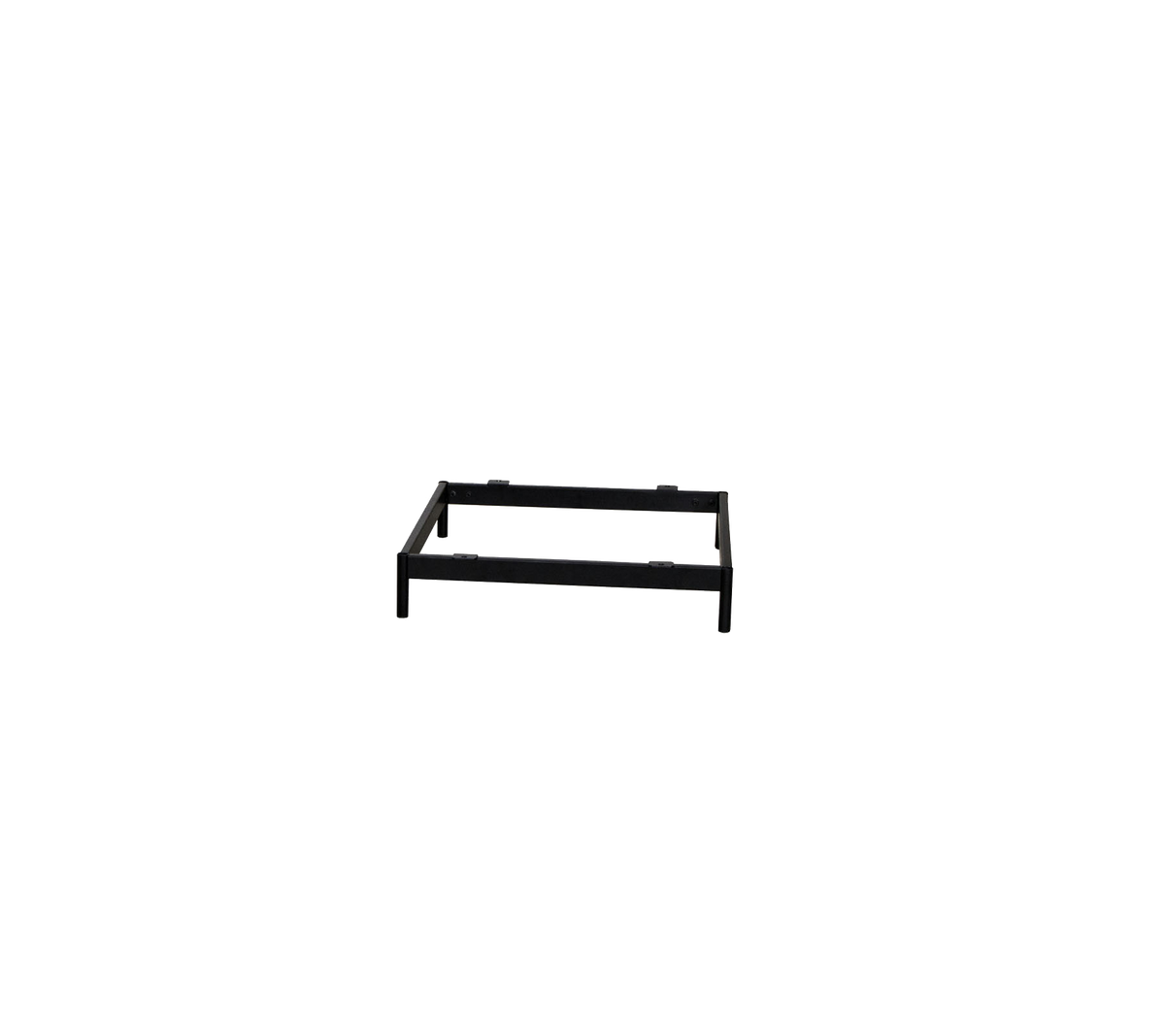 Structure en cadre en métal noir adaptée à divers usages, avec une forme rectangulaire et un design ouvert.