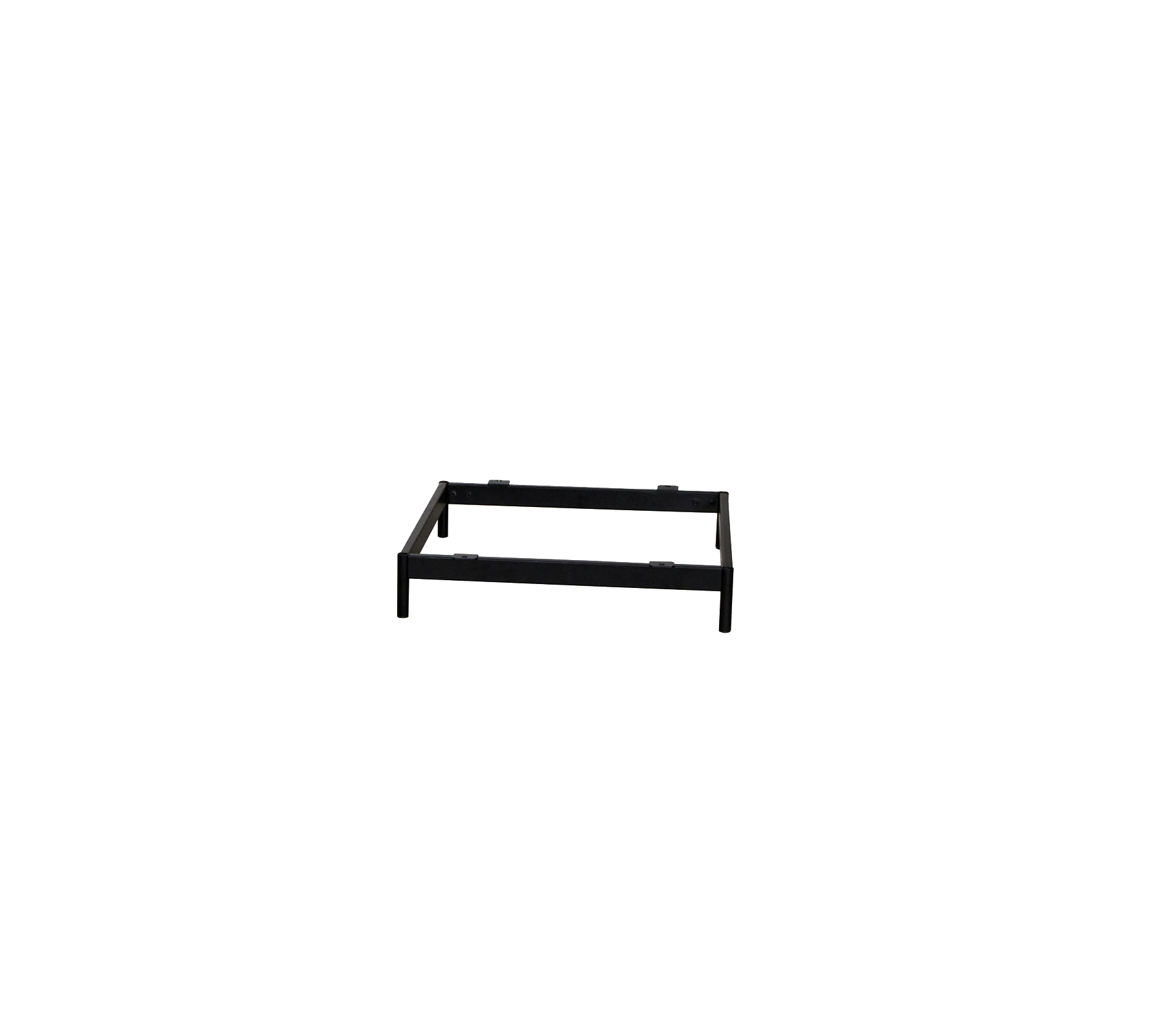 Structure en cadre en métal noir adaptée à divers usages, avec une forme rectangulaire et un design ouvert.