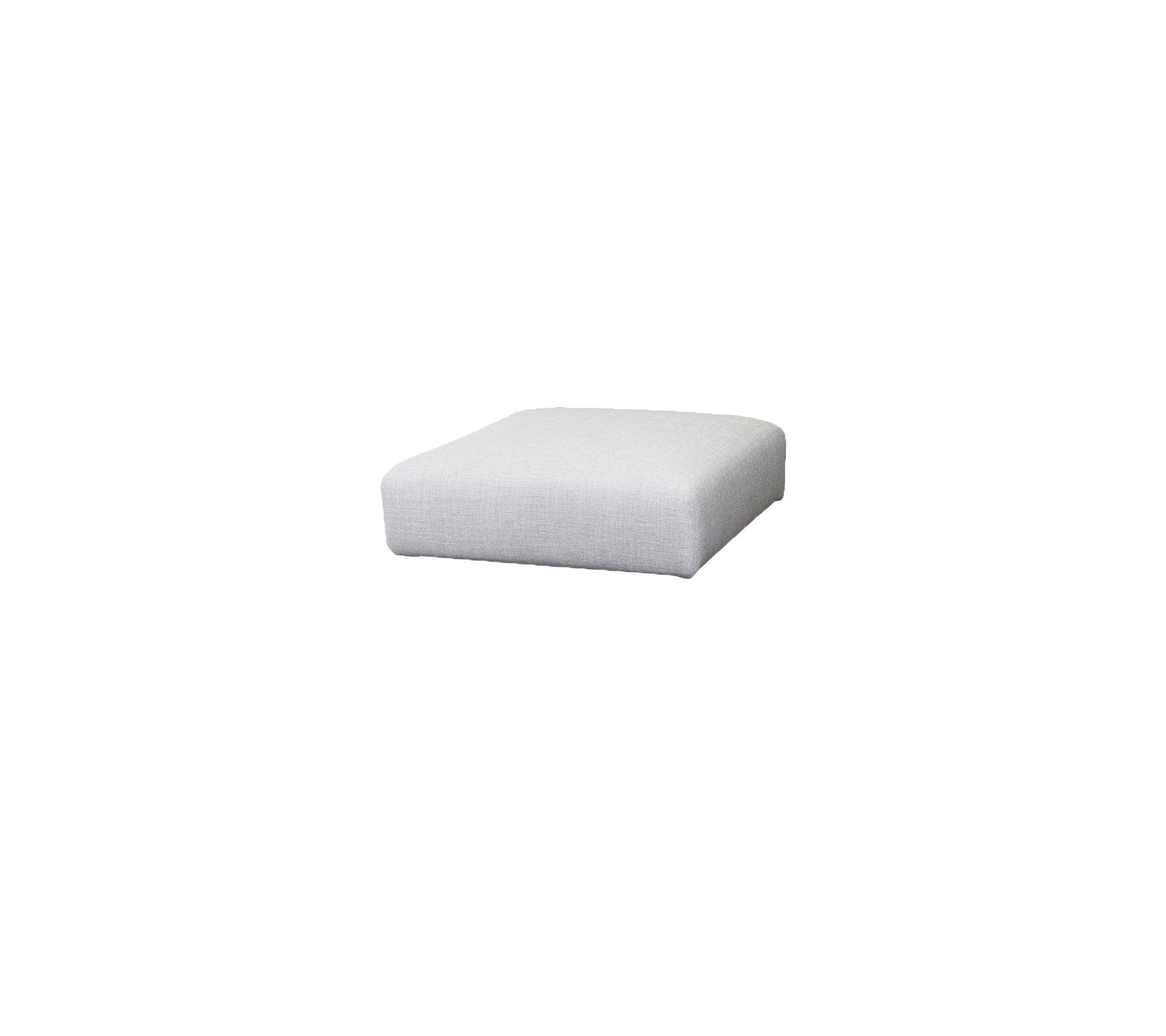 Coussin carré et minimaliste en tissu gris clair, conçu pour un usage polyvalent en tant qu'assise ou décoration.