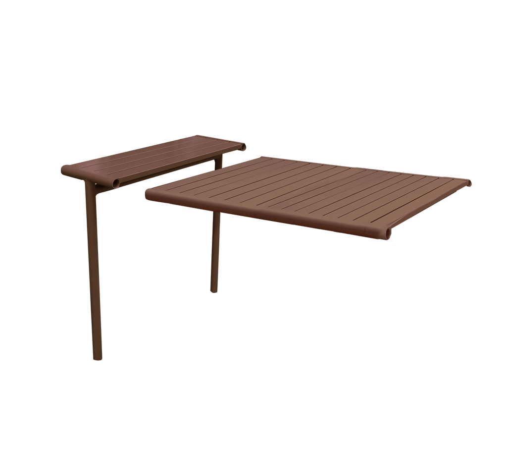 Feuille d'extension en aluminium rouge désert semi-brillant, une solution flexible pour agrandir votre espace de restauration extérieur.