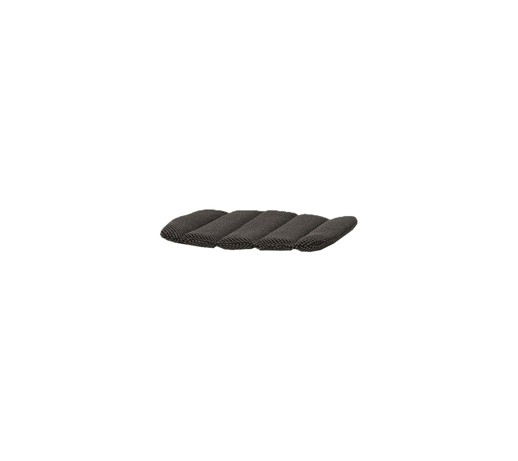 Coussin rectangulaire avec des bandes rembourrées dans une teinte sombre, conçu pour le confort et le style.