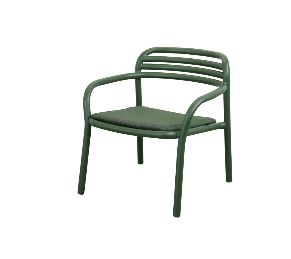 Chaise moderne vert foncé avec coussin vert clair.