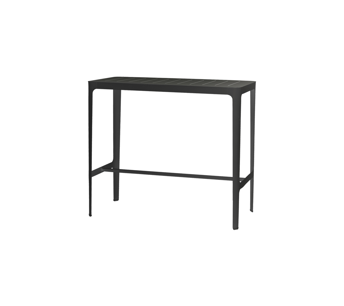 Table console noire élégante au design minimaliste et une étagère inférieure pour un rangement ou une exposition supplémentaires.