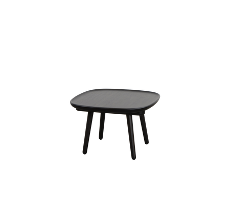 Table carrée avec un dessus lisse et quatre pattes fines, conçue pour une utilisation polyvalente dans divers environnements.