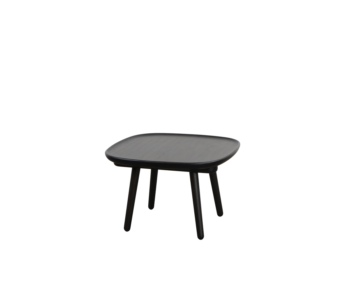 Table carrée avec un dessus lisse et quatre pattes fines, conçue pour une utilisation polyvalente dans divers environnements.