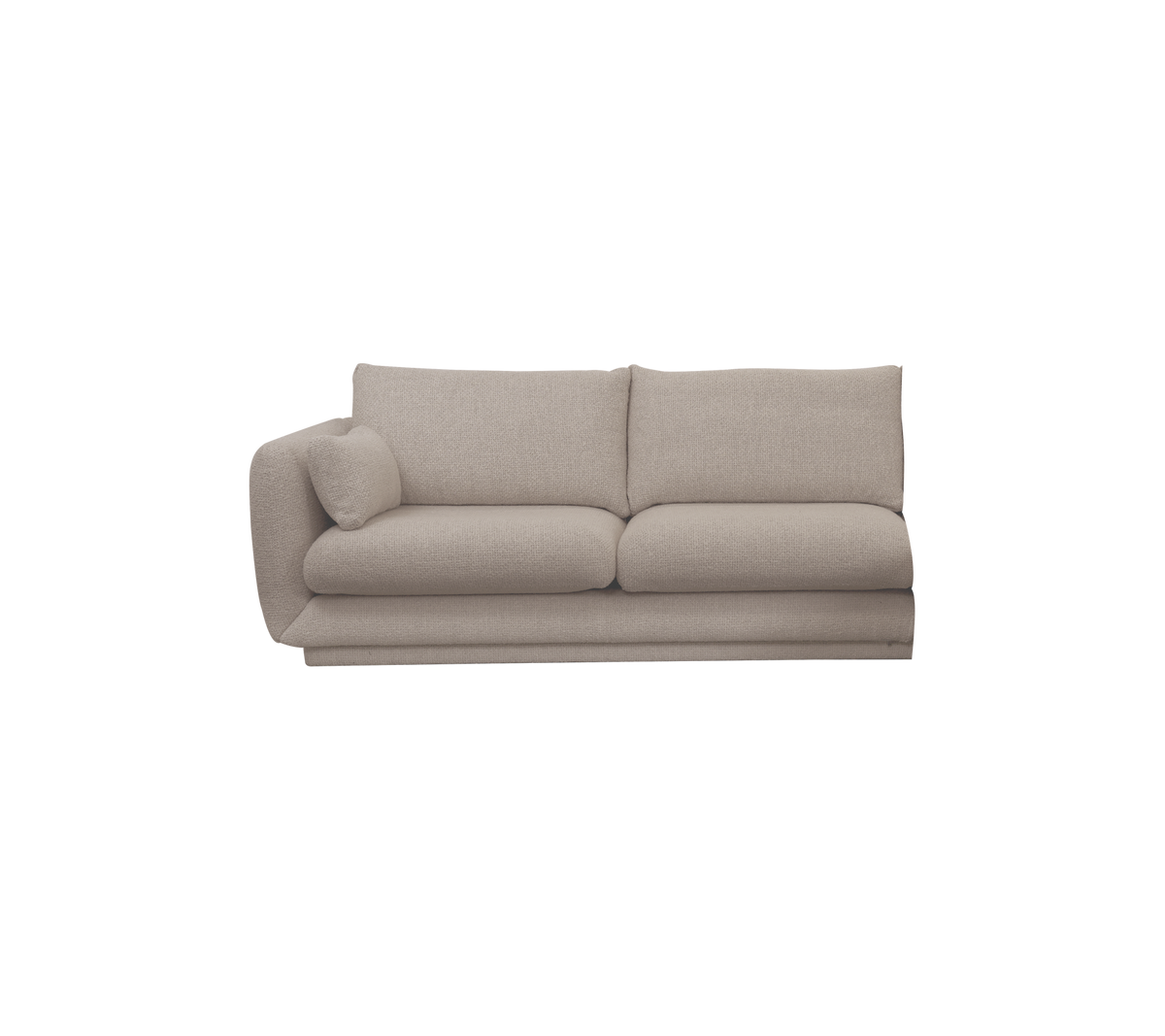 Canapé moderne marron clair avec un design minimaliste.