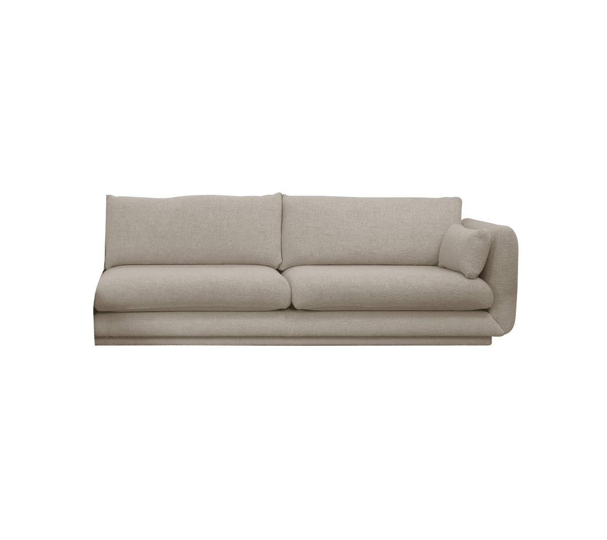 Canapé moderne couleur sable avec un design décontracté.