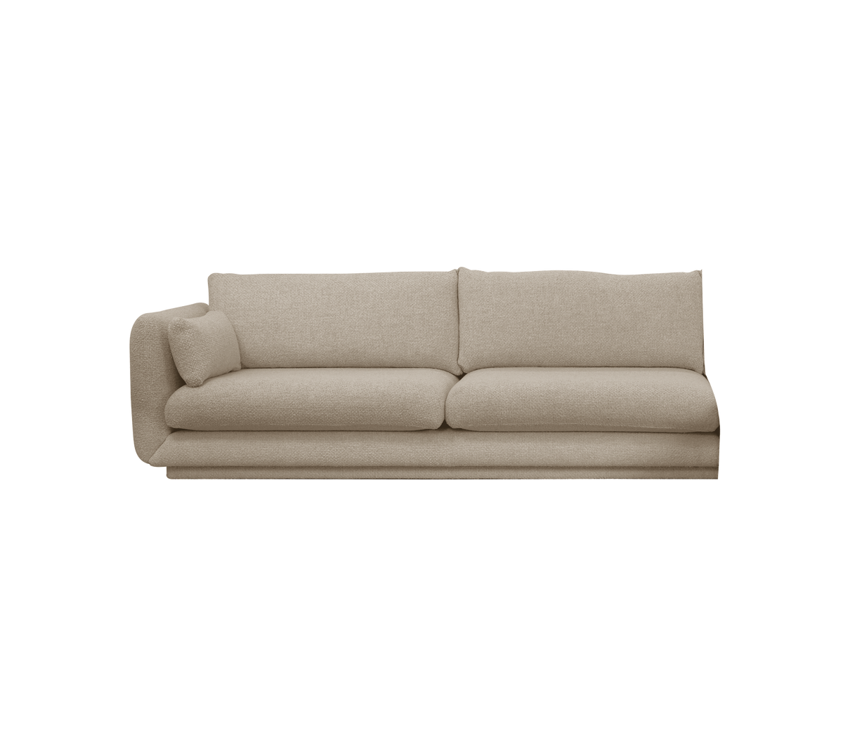 Canapé moderne en sable avec un design moelleux et un espace d'assise spacieux.