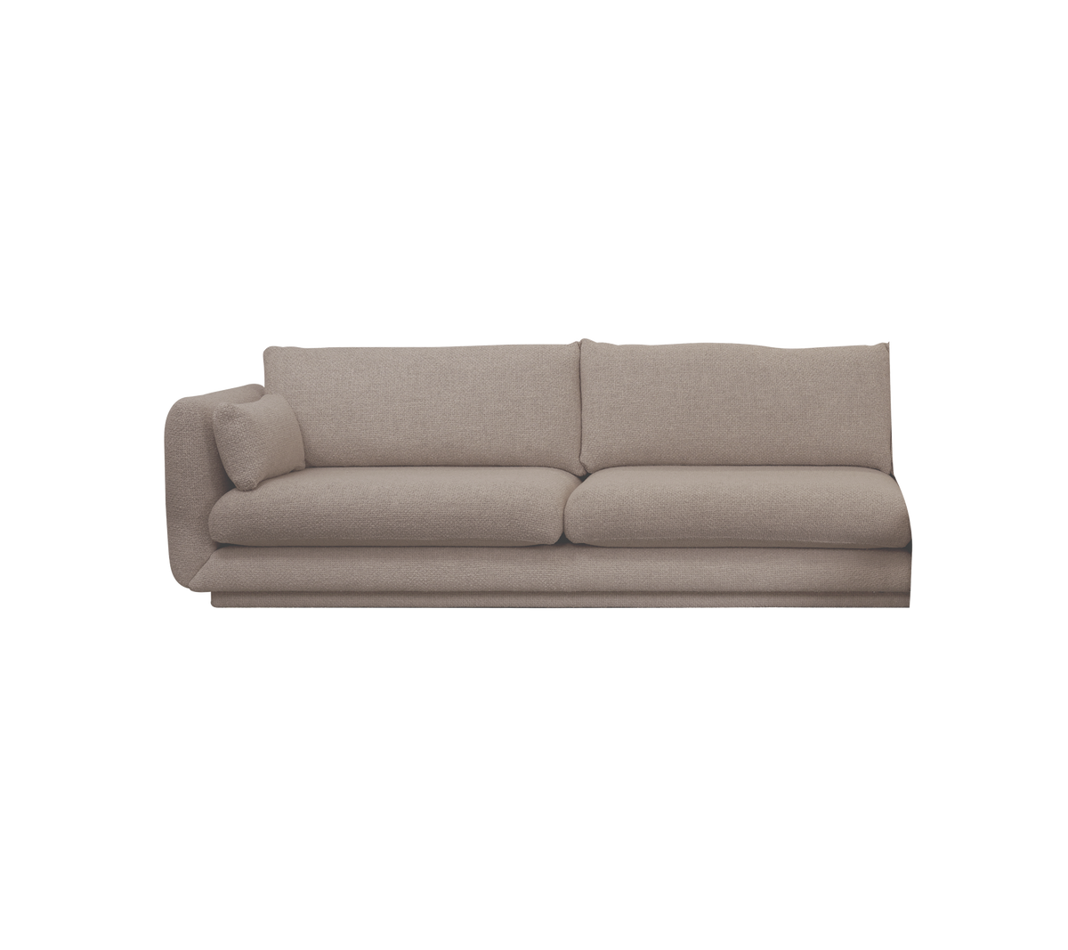 Canapé moderne marron clair avec un design minimaliste.
