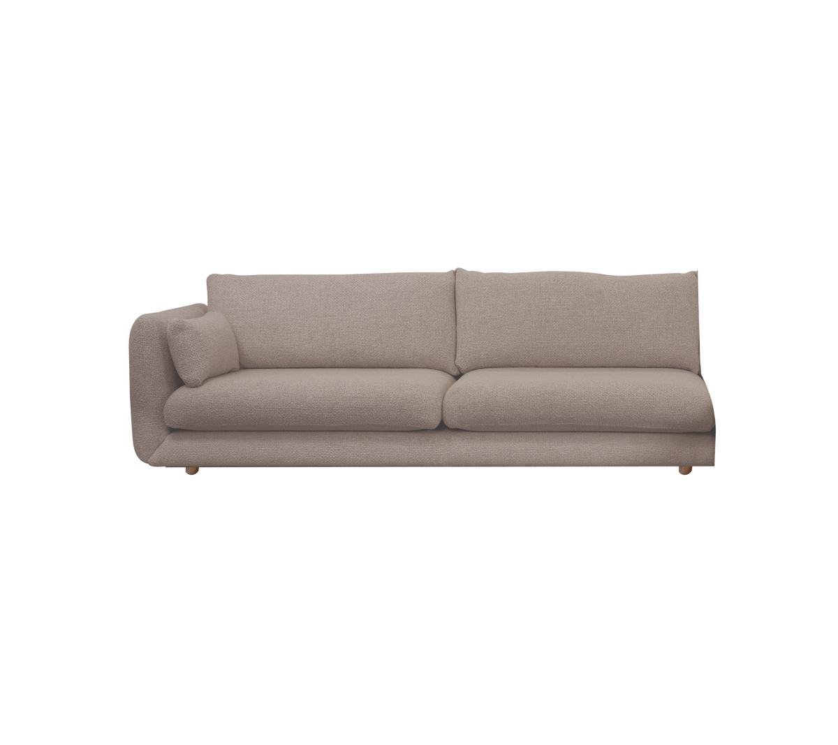 Canapé moderne marron clair au design minimaliste.