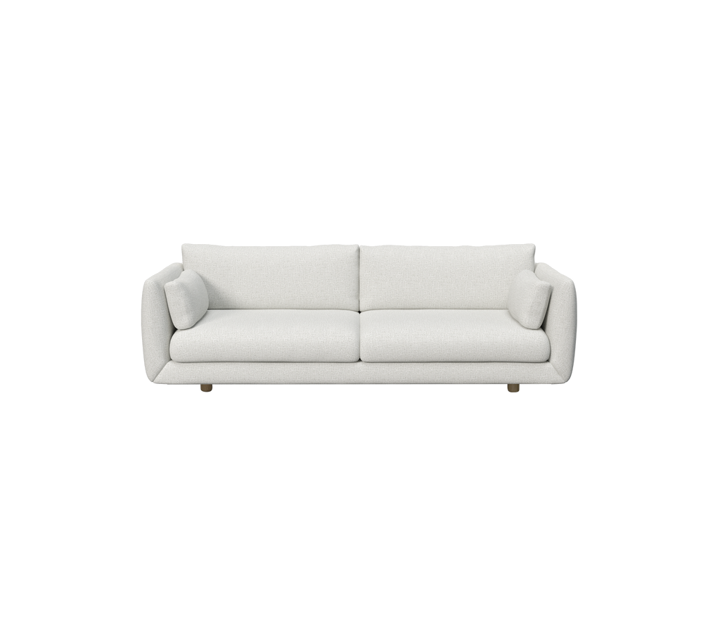 Canapé moderne gris clair au design minimaliste.