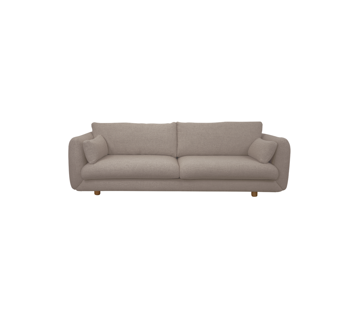 Canapé moderne de couleur brun clair avec des coussins moelleux.