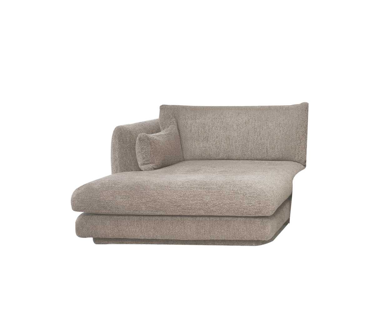 Chaise longue brun clair avec un design simple et contemporain.