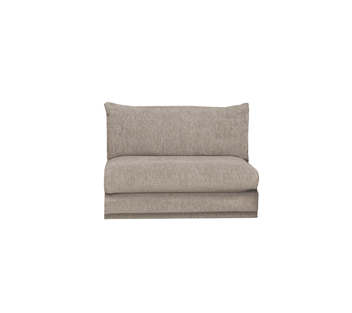 Coussin brun clair avec un design simple.