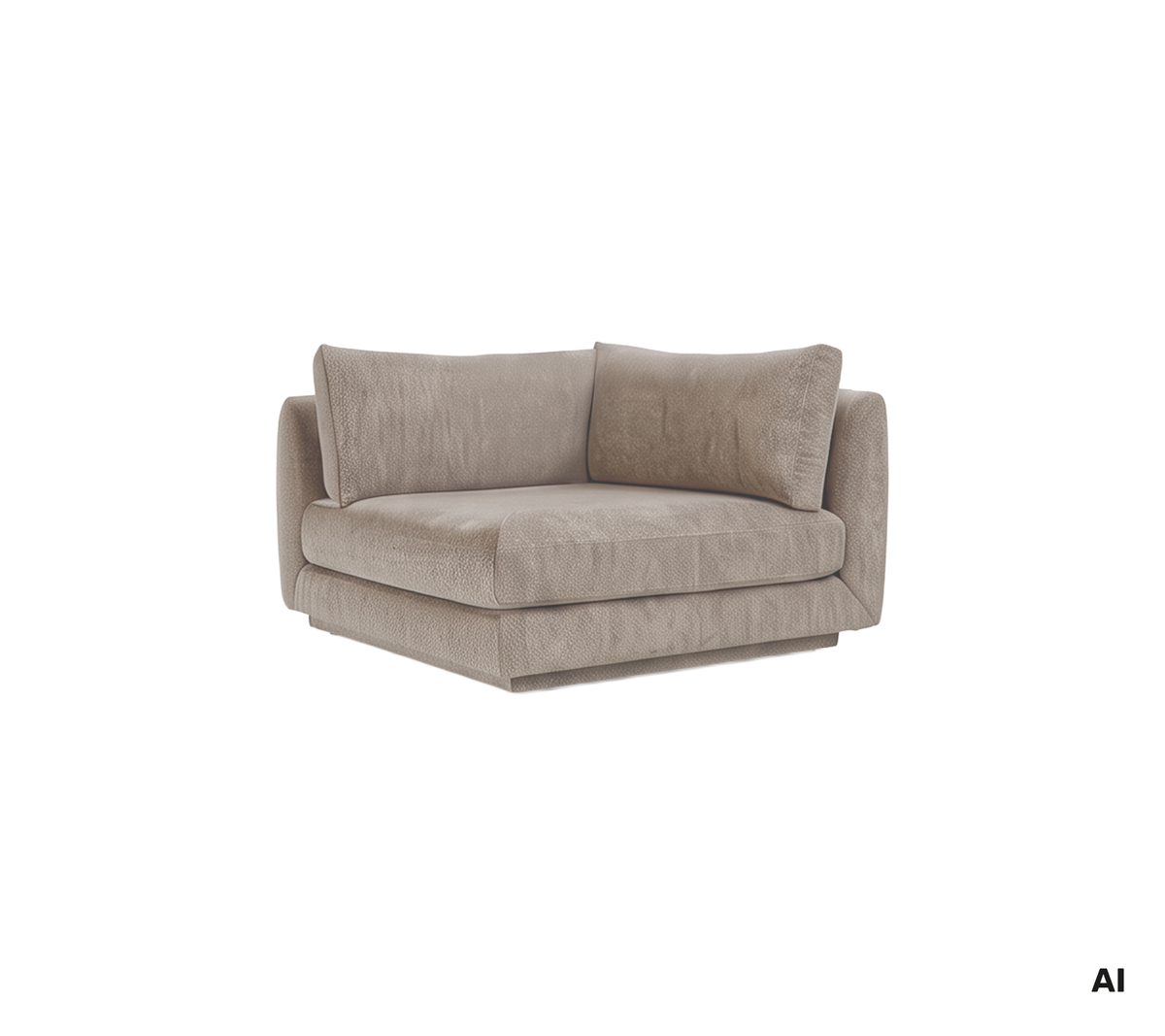 Canapé contemporain marron clair avec des coussins moelleux.