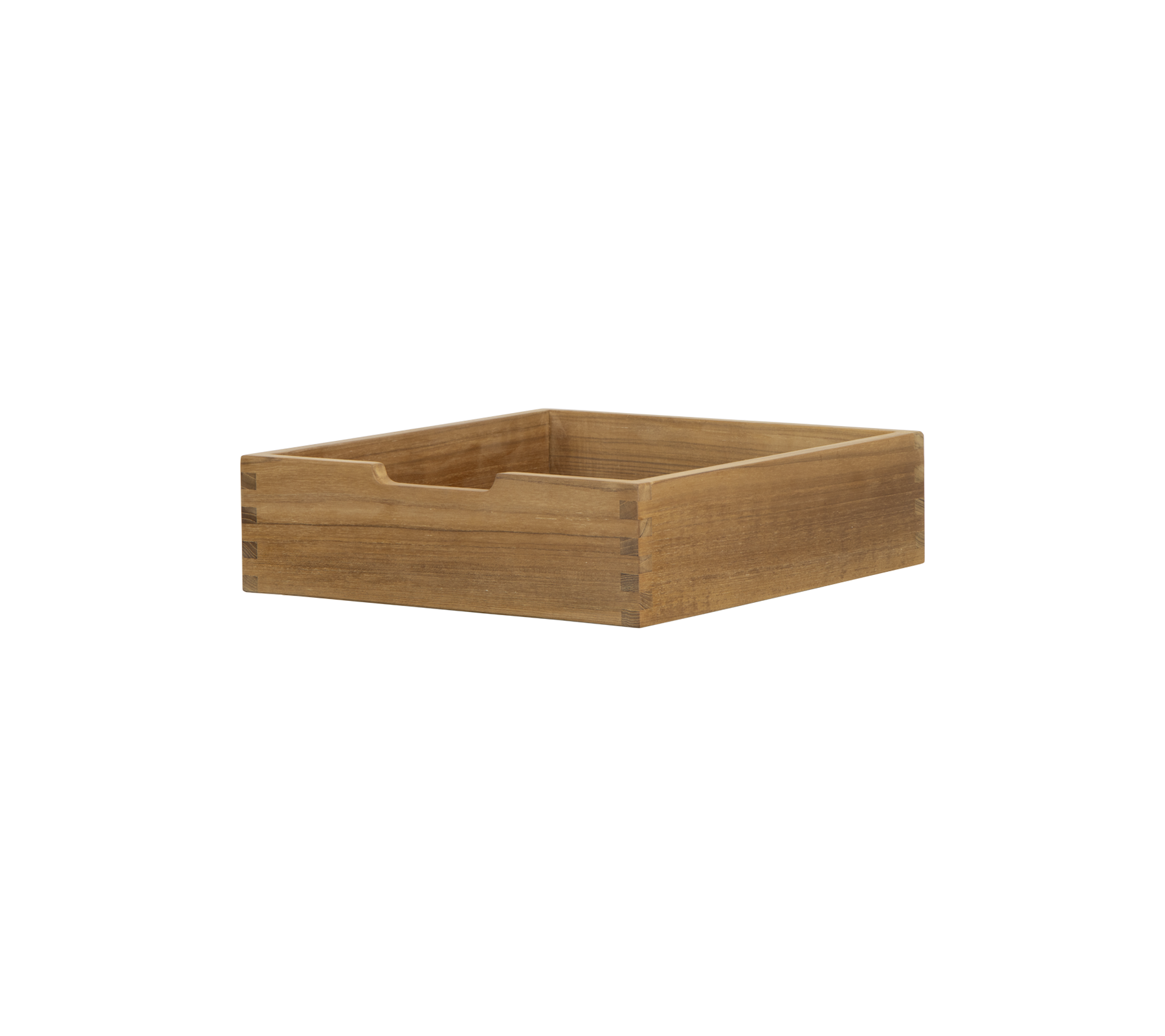 Boîte en bois rectangulaire avec une finition lisse et une seule fente pour une manipulation facile, idéale pour organiser de petits objets.