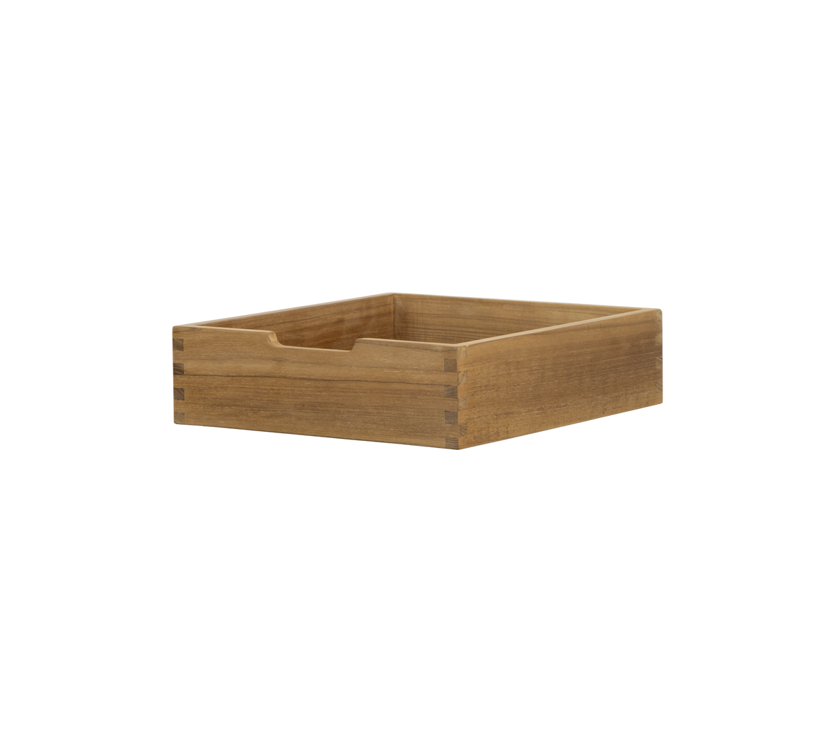 Boîte en bois rectangulaire avec une finition lisse et une seule fente pour une manipulation facile, idéale pour organiser de petits objets.