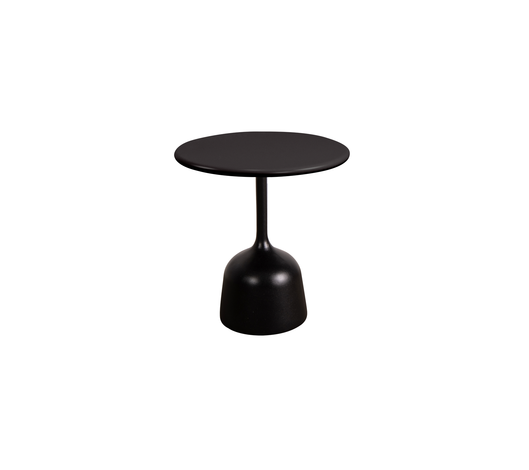 Table ronde noire élégante avec un pied élégant, parfaite pour une décoration moderne. Idéale pour les petits espaces ou comme pièce d'accent stylée.