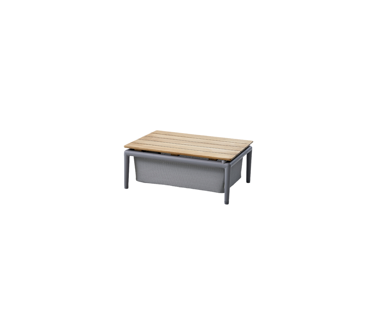 Table rectangulaire avec un plateau en bois et un cadre solide, gris, conçue pour une utilisation polyvalente dans divers contextes.