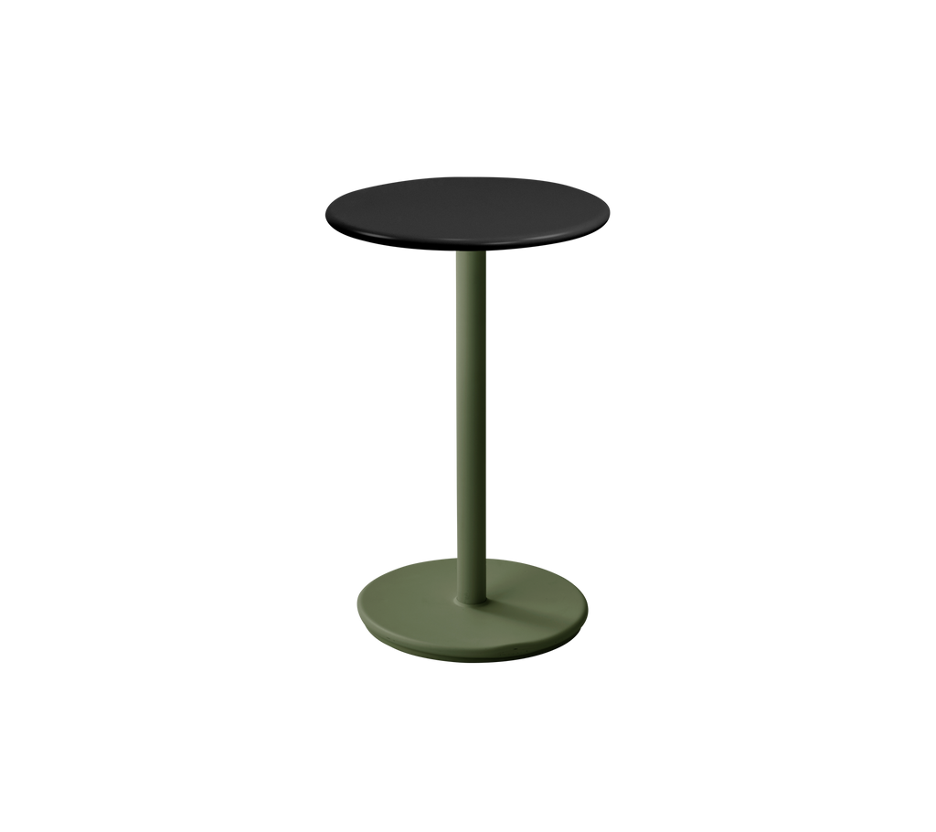 Table moderne vert foncé avec un dessus noir.