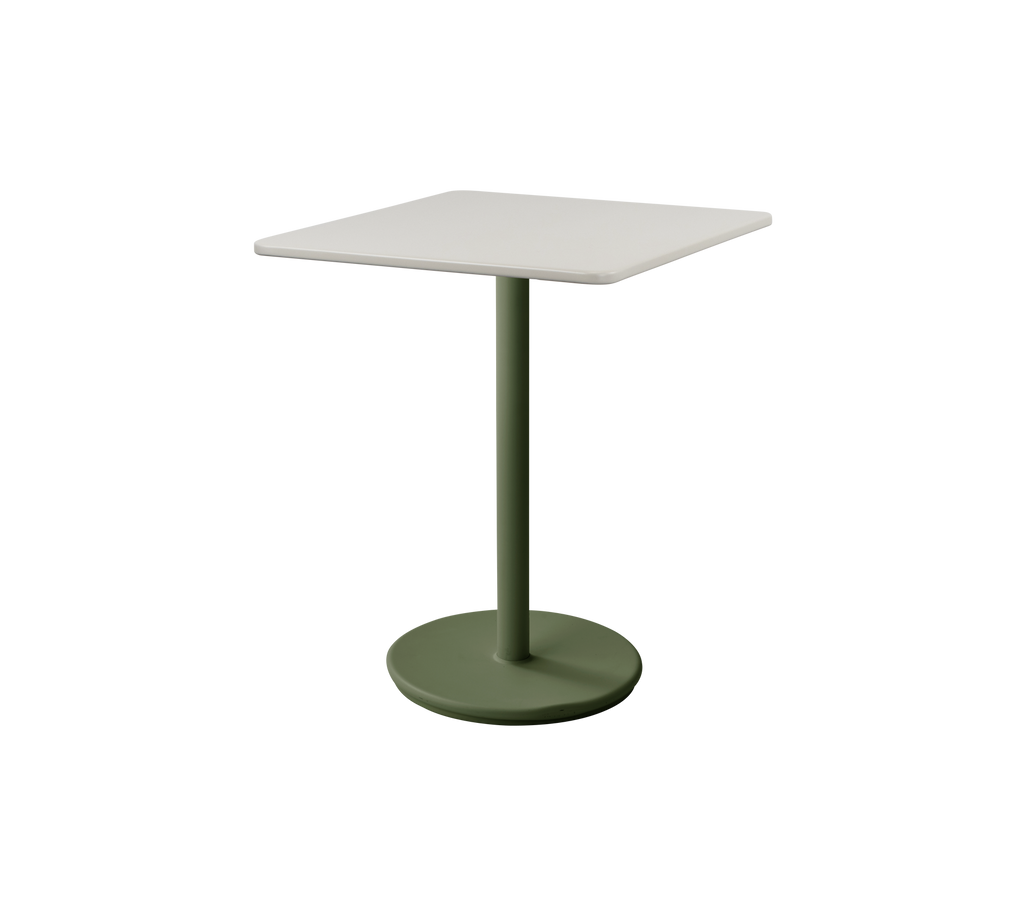Table verte foncée avec un plateau carré.