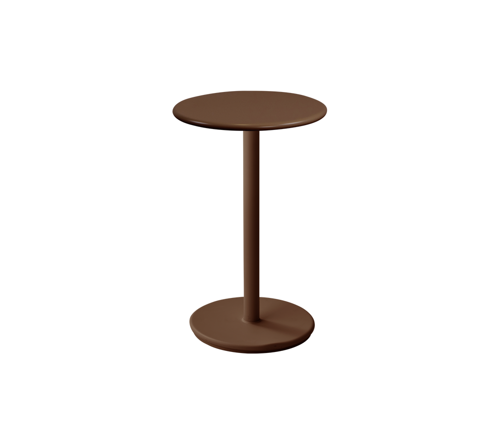 Table ronde moderne en couleur rouge désert.