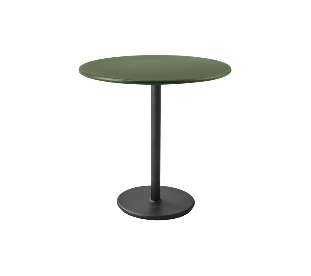 Table moderne vert foncé avec une base noire.