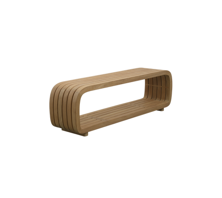 Module de canapé Mellow/table basse – une pièce extérieure sculpturale et multifonctionnelle avec des lignes douces et organiques et un design durable et résistant aux intempéries, idéale pour créer un cadre de salon serein et élégant.