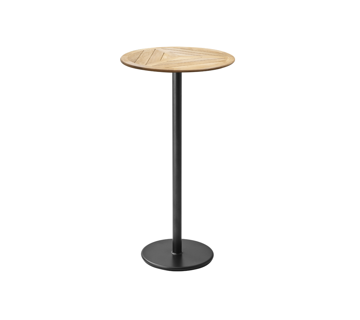 Table bistro ronde en bois élégante avec une base noire épurée, parfaite pour des rassemblements décontractés ou comme pièce d'accent contemporaine.