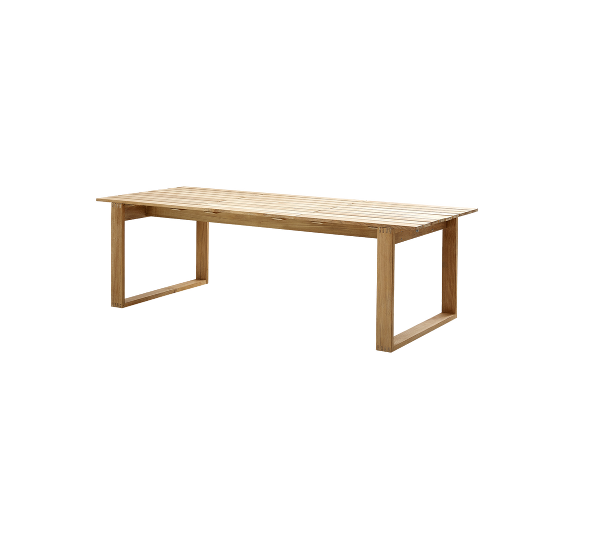 Table en bois au design simple et moderne avec un plateau rectangulaire et des pieds minimalistes, idéale pour divers espaces.