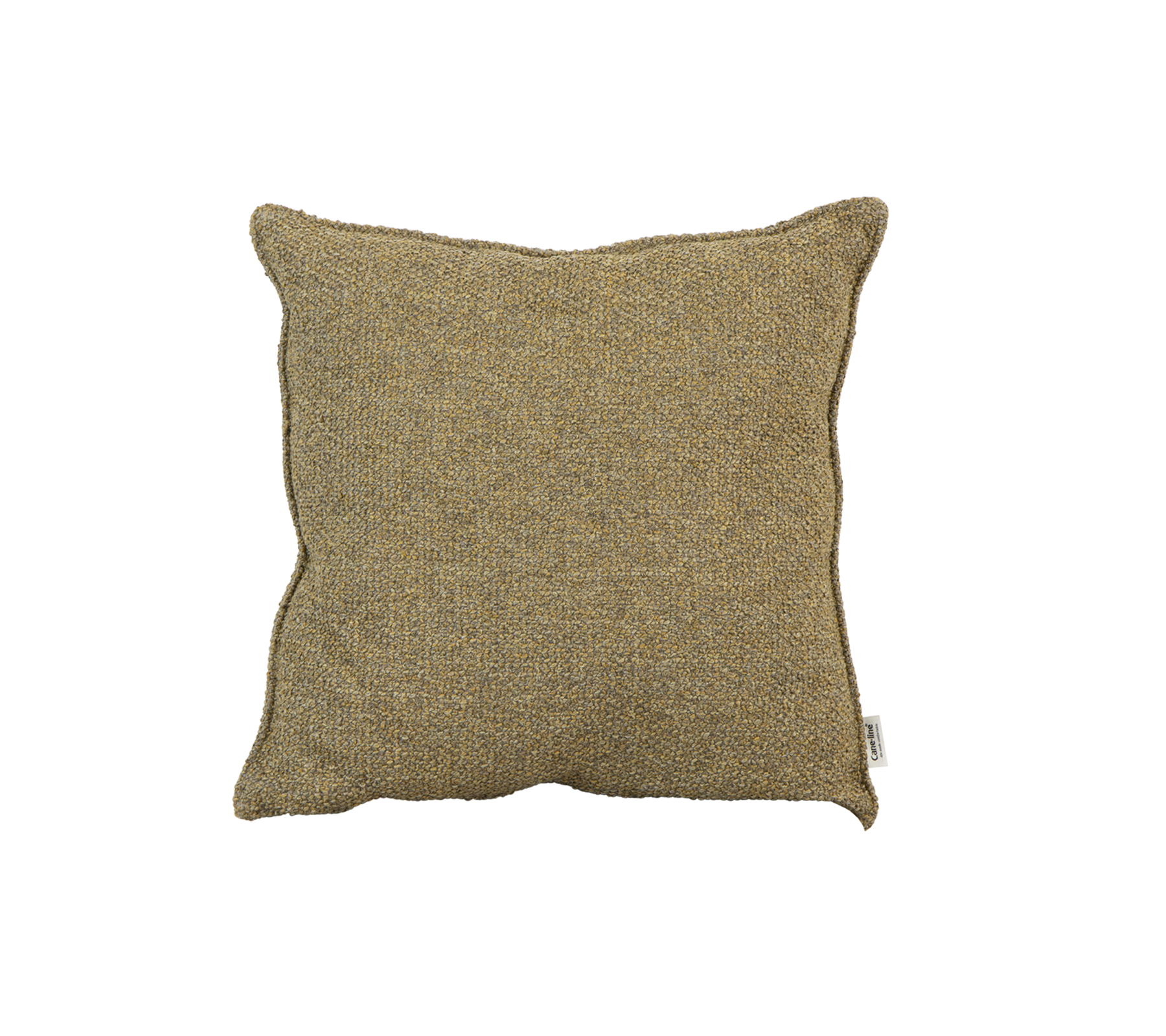 Coussin décoratif carré en tissu beige texturé, ajoutant une touche cozy à n'importe quel espace. Convient à diverses esthétiques domestiques.
