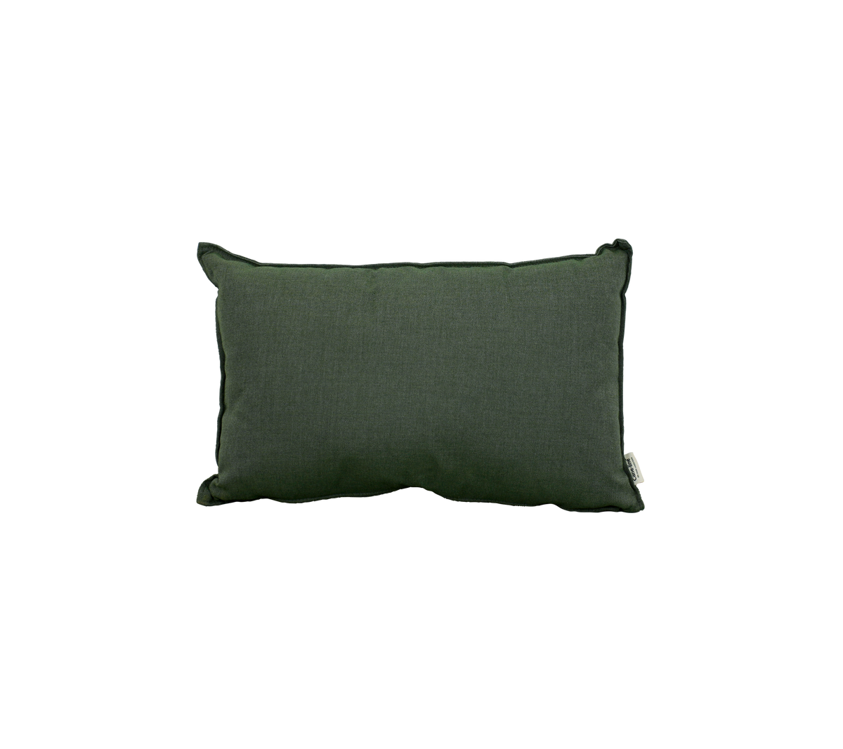 Coussin rectangulaire vert avec un design simple.
