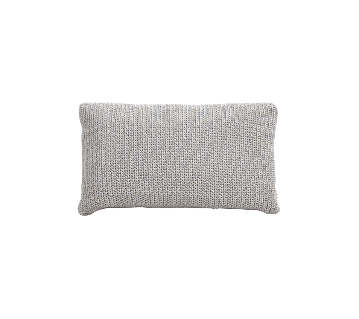 Coussin rectangulaire texturé dans une douce couleur grise, ajoutant une touche de confort et de style à n'importe quel espace.
