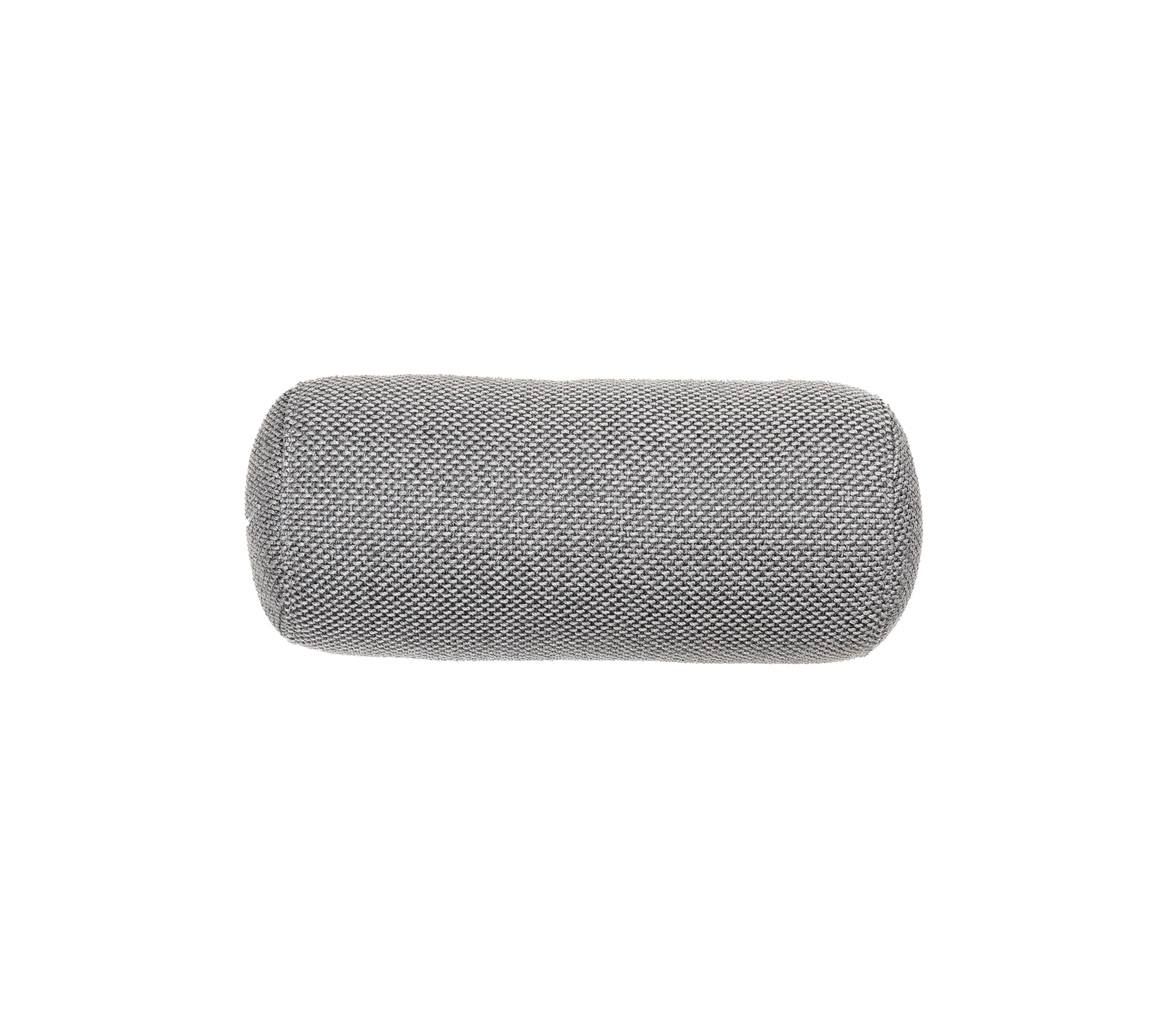 Coussin cylindrique gris avec une surface texturée, adapté pour le soutien et le confort.