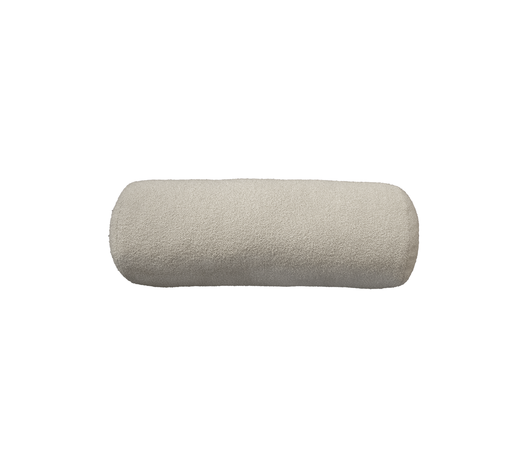 Coussin cylindrique de couleur claire conçu pour le confort et le soutien. Idéal pour divers agencements de sièges et fins de loisirs.