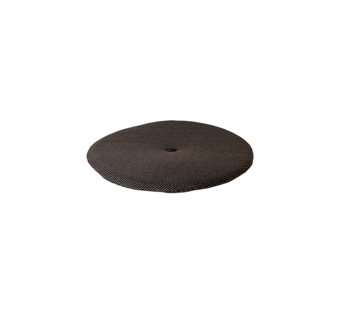 Coussin rond et texturé de couleur sombre, conçu pour le confort et le soutien. Idéal pour ajouter des places assises ou de la décoration.