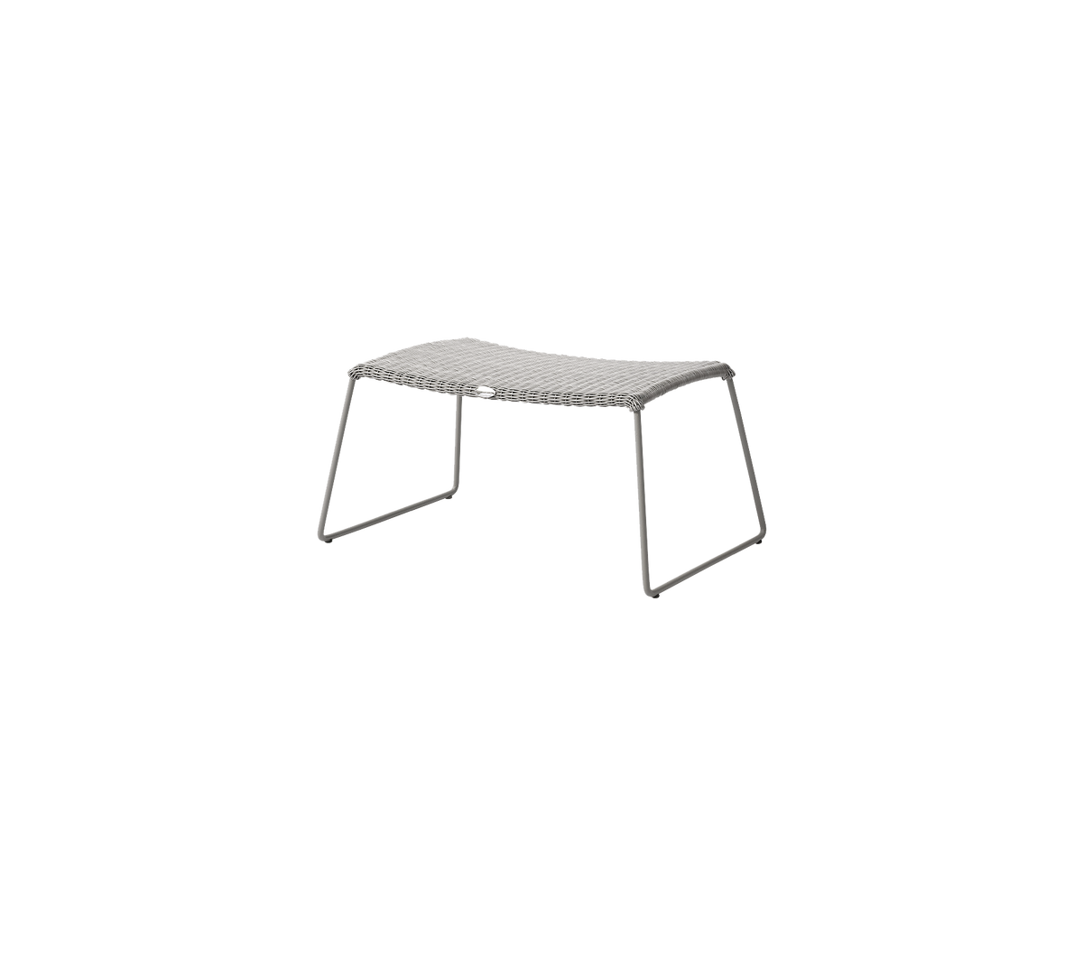 Table grise avec une surface lisse et rectangulaire et des pieds en métal minimalistes, conçue pour une utilisation polyvalente dans divers environnements.
