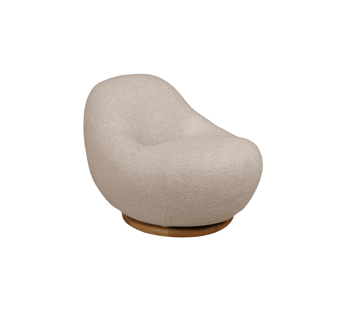 Chaise moderne de couleur sable avec un design arrondi.