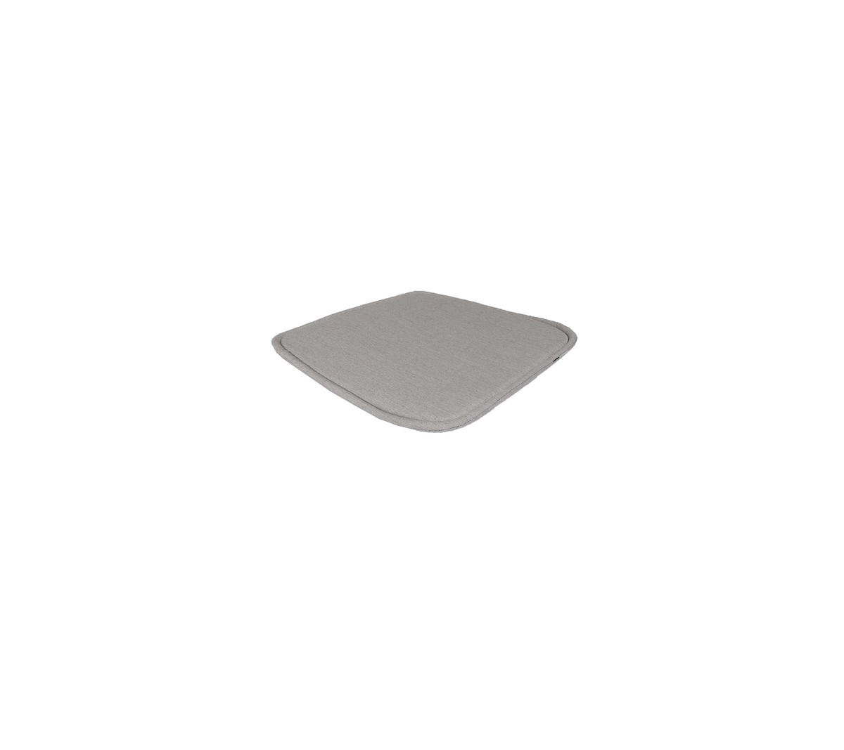 Un coussin de siège simple et carré en couleur gris clair, avec des bords lisses et un design minimaliste.