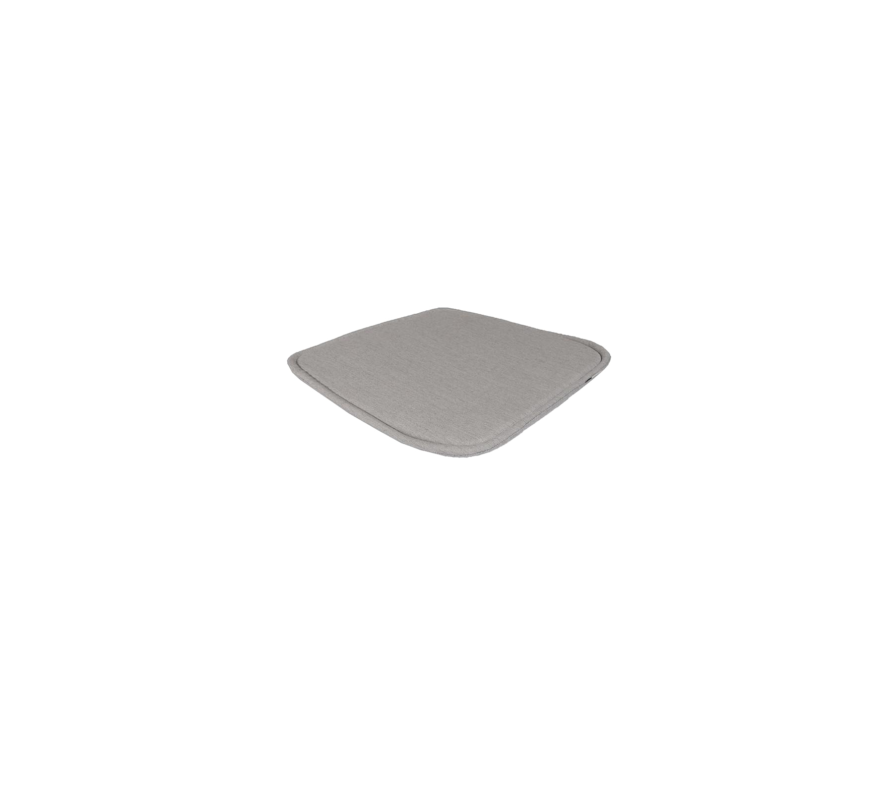 Un coussin de siège simple et carré en couleur gris clair, avec des bords lisses et un design minimaliste.