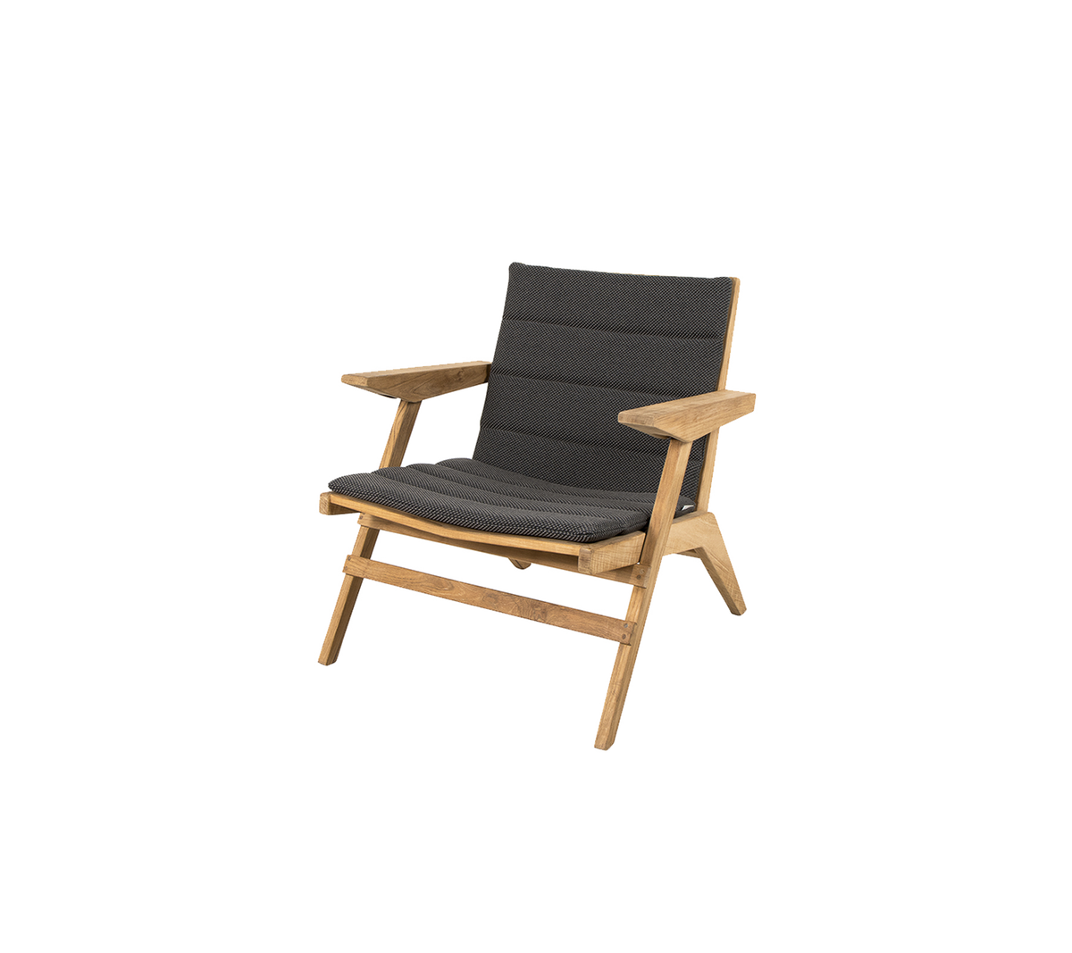 Fauteuil moderne en bois avec un siège et un dossier rembourrés en gris, présentant un design élégant qui complète divers styles de décoration.