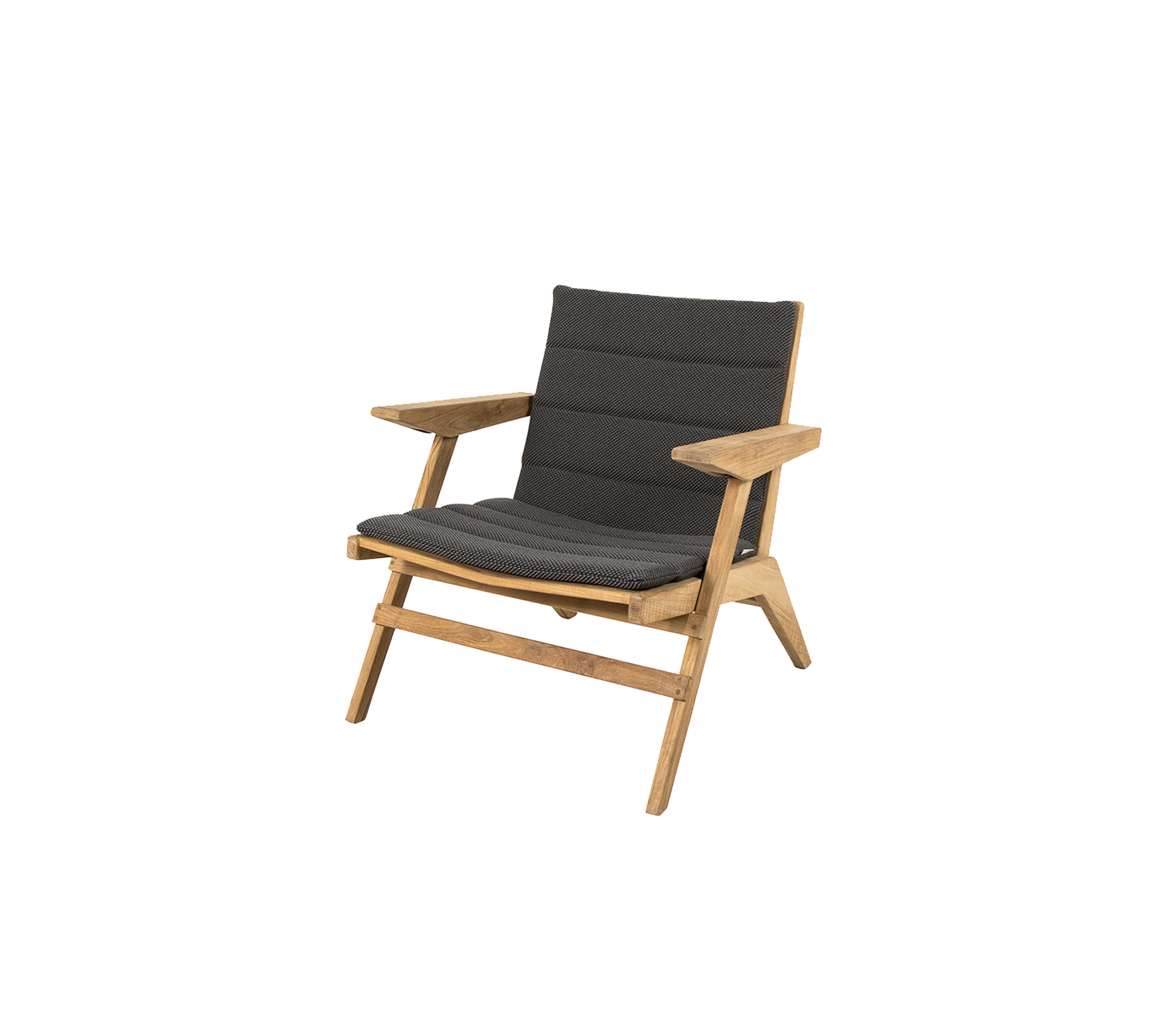 Fauteuil moderne en bois avec un siège et un dossier rembourrés en gris, présentant un design élégant qui complète divers styles de décoration.