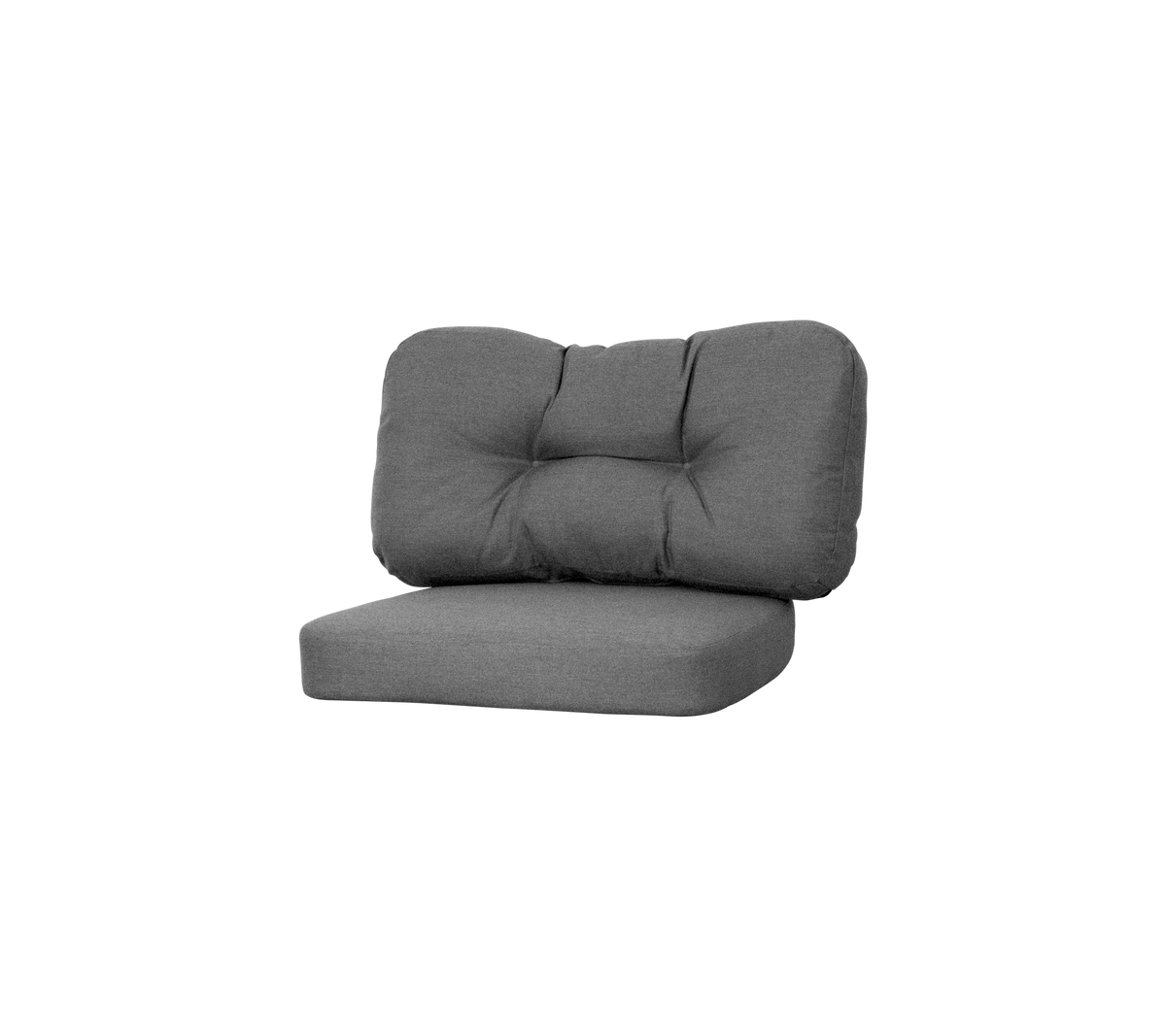 Fauteuil lounge rembourré gris avec un dossier et un siège en peluche, présentant des détails en relief pour un confort et un style supplémentaires.