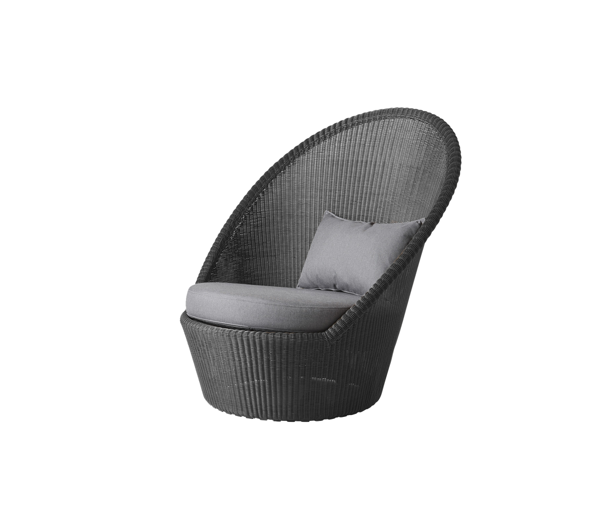 Chaise élégante au design courbé, dotée d'un coussin confortable et d'une texture tissée dans une couleur grise élégante. Idéale pour se détendre.