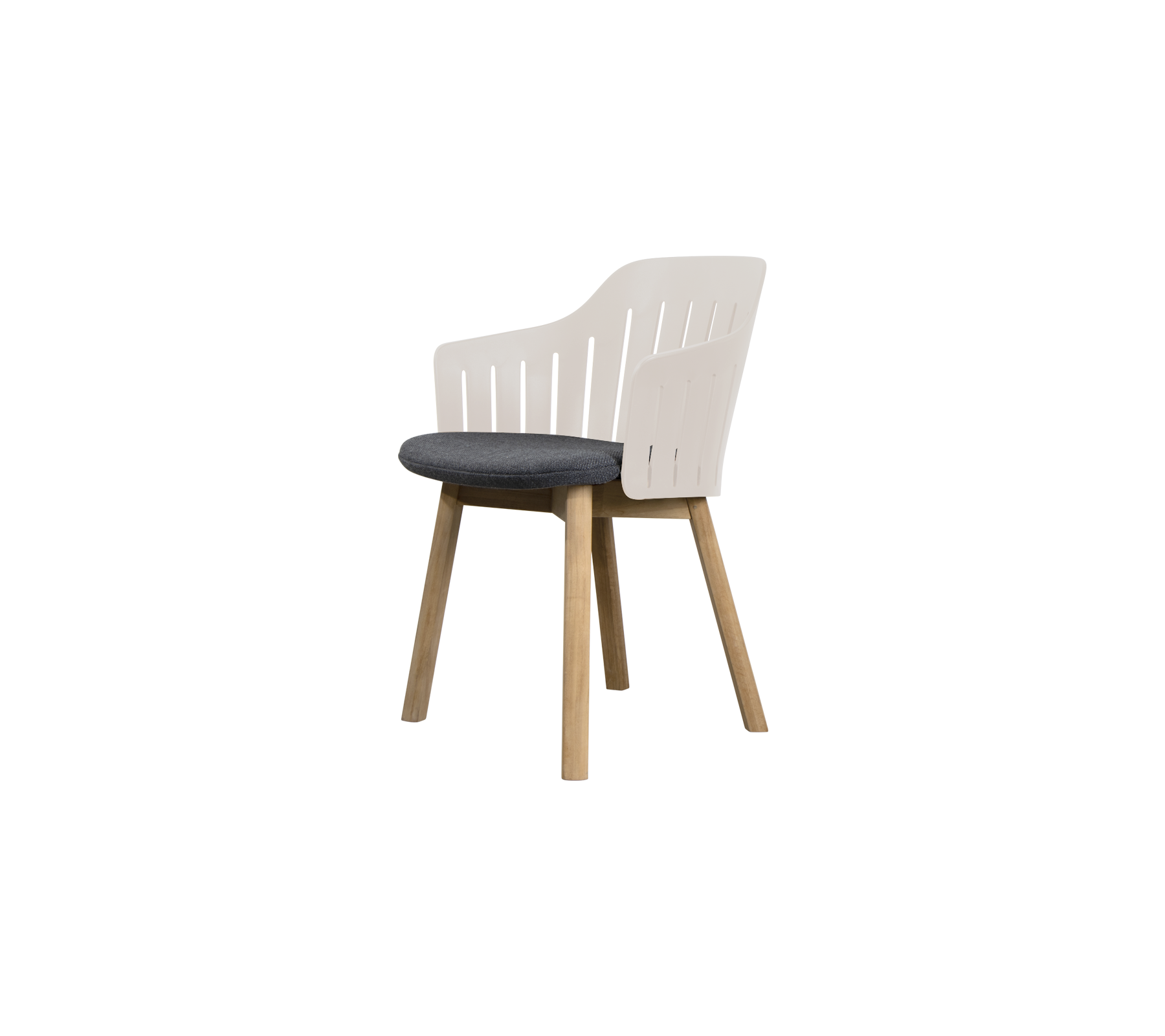 Chaise blanche moderne avec coussin gris.