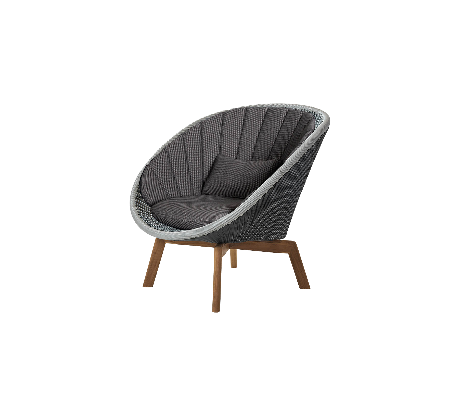 Chaise courbée au design épuré, avec un siège rembourré gris et des pieds en bois, offrant une option d'assise moderne et confortable.
