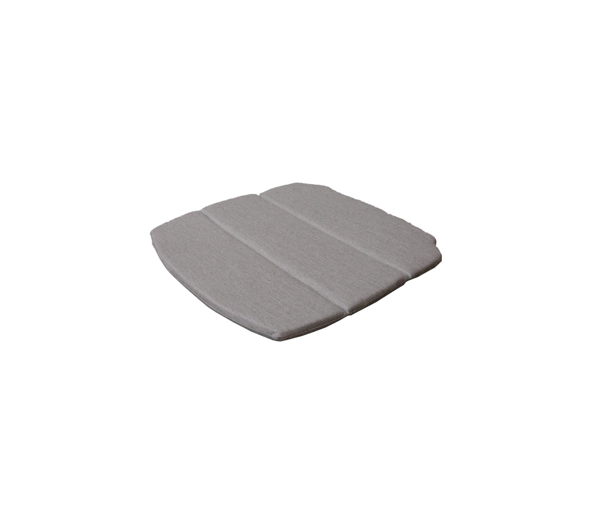 Coussin gris au design structuré, comportant trois sections distinctes pour un confort accru.