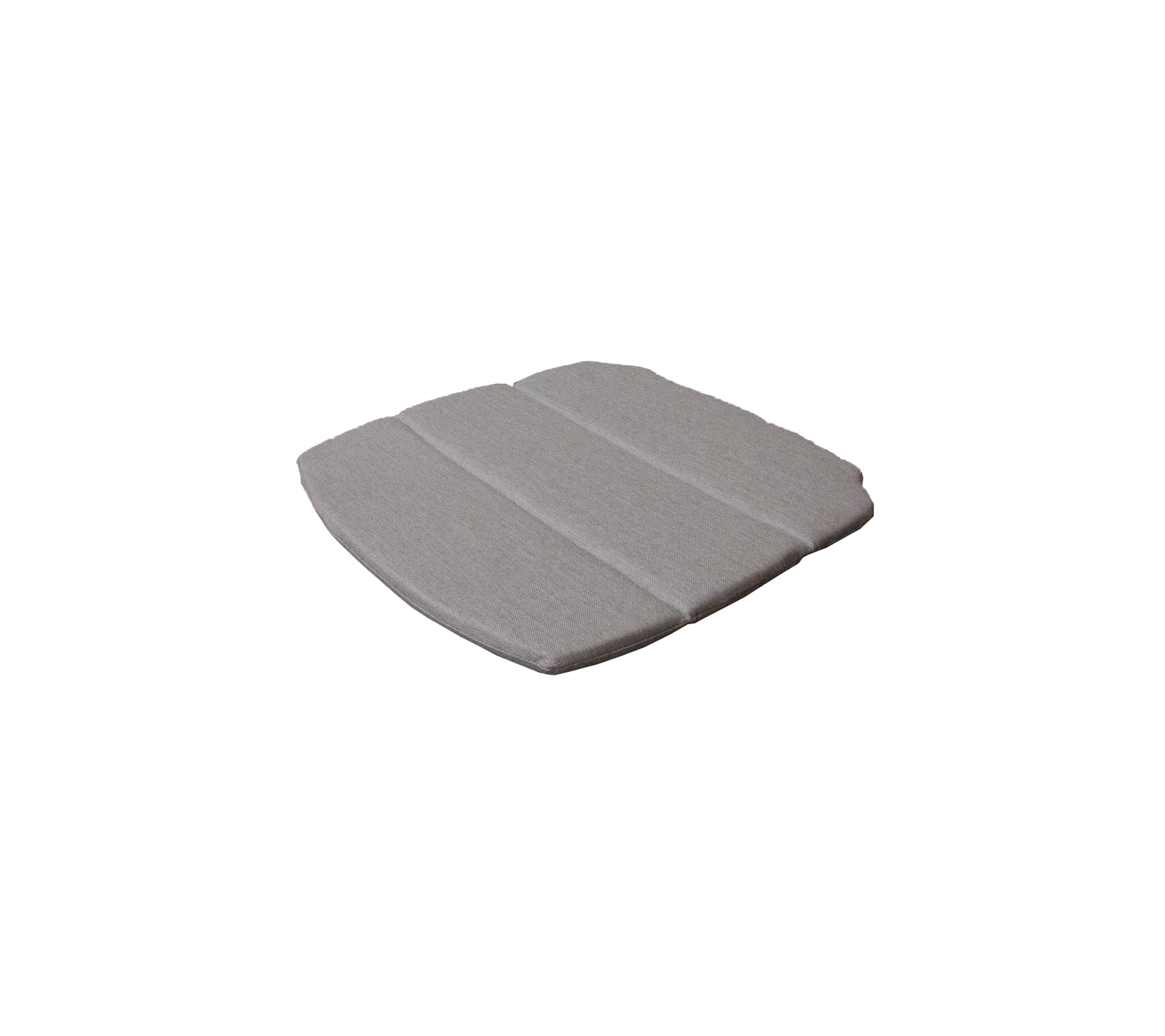Coussin gris au design structuré, comportant trois sections distinctes pour un confort accru.