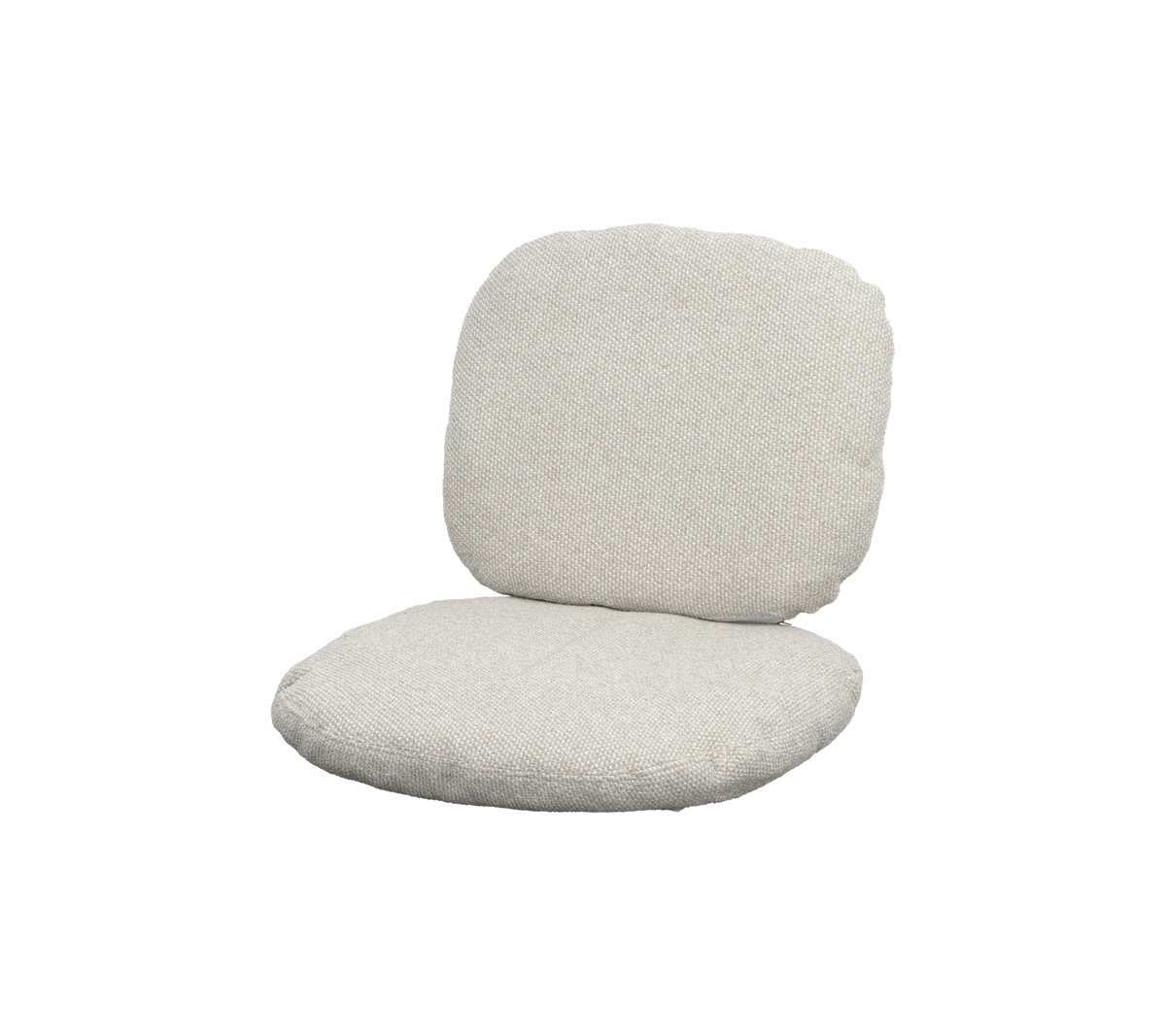 Un coussin doux et beige avec un dossier arrondi, conçu pour le confort et le siège décontracté. Idéal pour se détendre ou se relaxer.