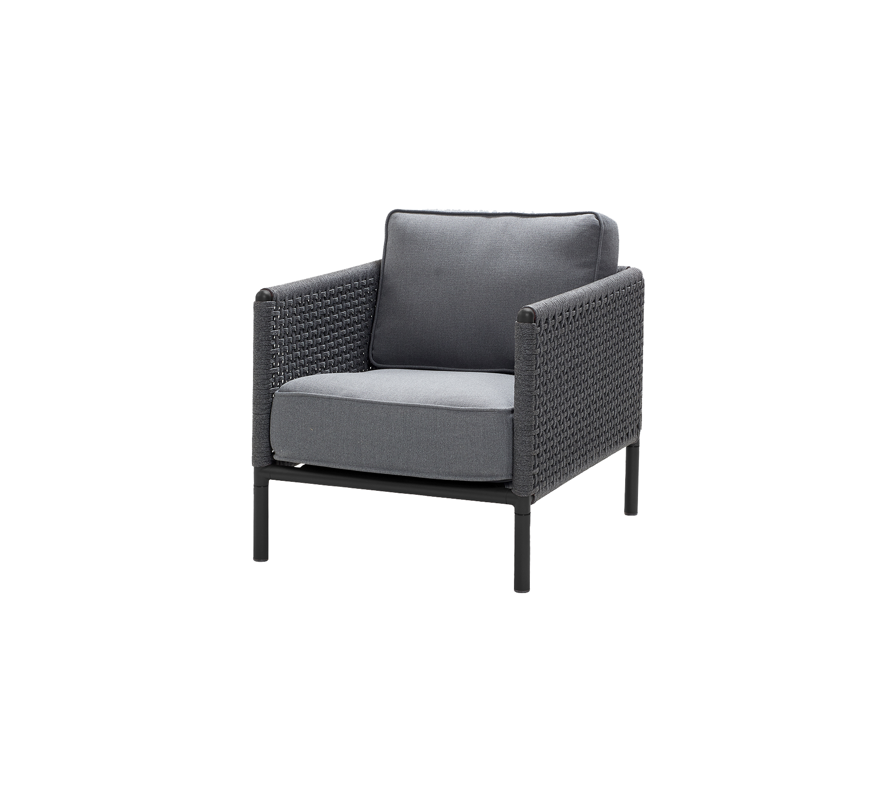 Chaise élégante avec un coussin gris et une texture tissée, conçue pour le confort et l'esthétique moderne. Idéale pour divers environnements.